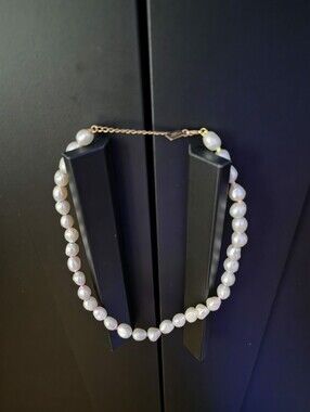 Elizabeth Stone Baroque Freshwater Pearl Necklace Neon Knotted 16” Choker-ish